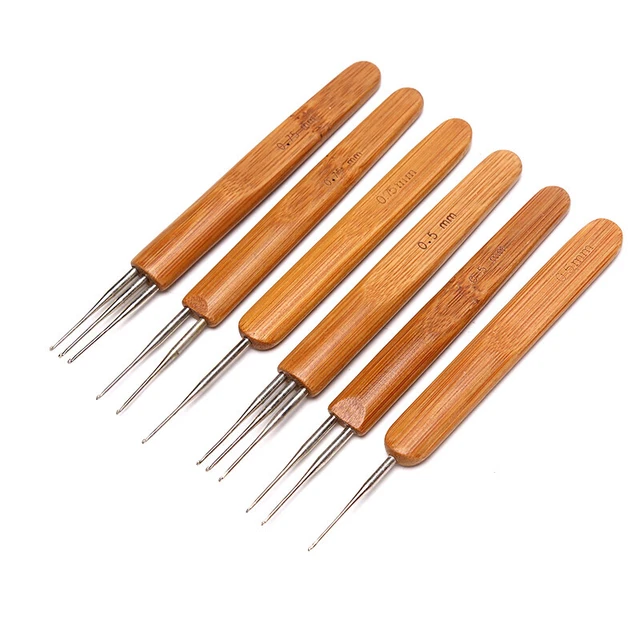 Gancho de mango de bambú de ganchillo rofeesional 0,5 mm 0,75 mm 1 gancho 2 ganchos-JO