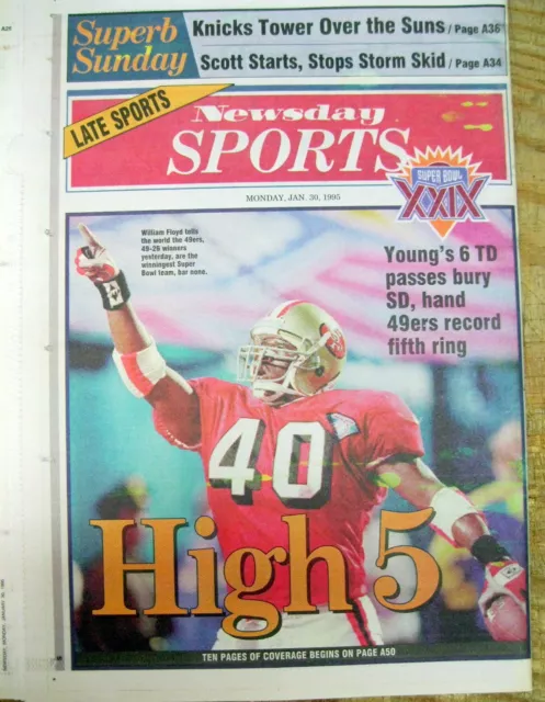 1995 Newsday newspaper SAN FRANCISCO 49ERS win football SUPER BOWL vs CHARGERS