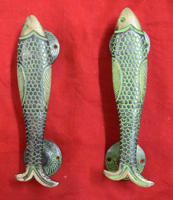 Fish Shape Door Handle Brass Vintage Style Main Window Door Pull Dec