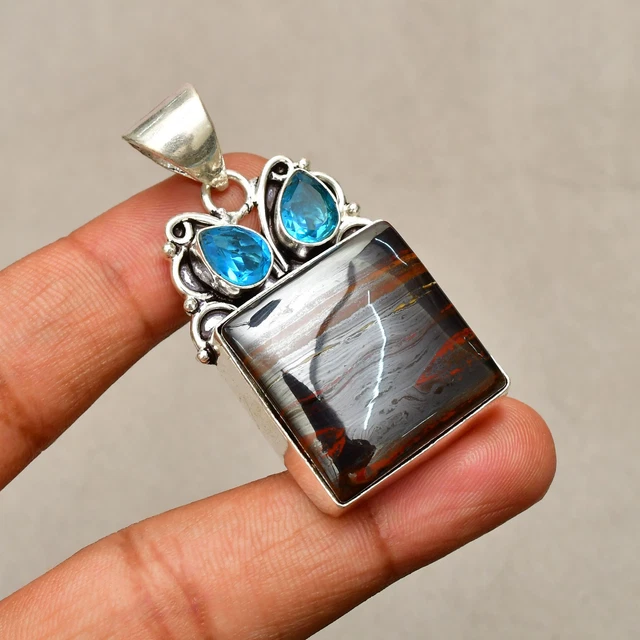 Pendentif En Argent Sterling 925 Avec Pierre De Lune – Fait Main En Inde, Chaîne Réglable