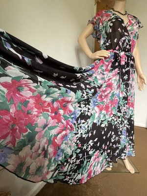Beautiful Kate & Lily Fit & Flare MaXi Dress 14  Multi Colour  Pink Floral VGC