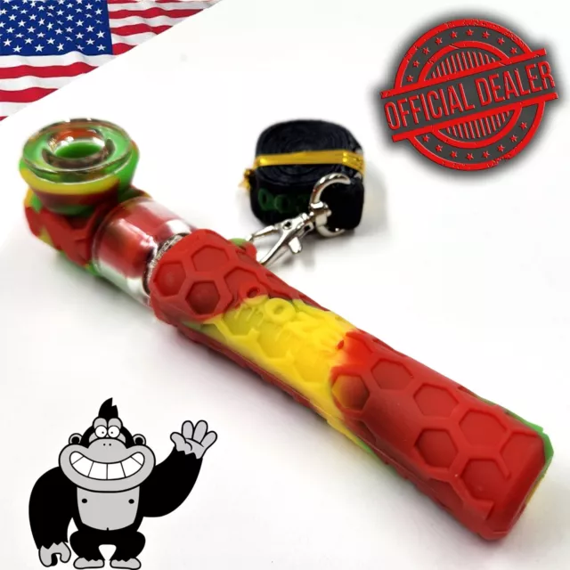 Ooze RASTA Silicone Glass Chillum One Hitter Tobacco Smoking Bowl Hand Pipe