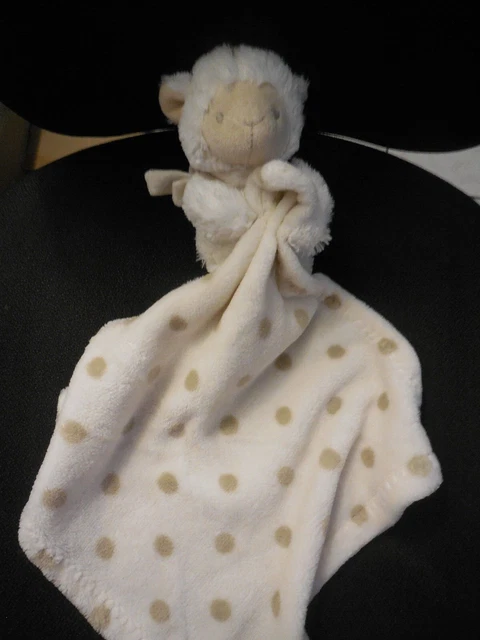 293/ doudou peluche mouton agneau blanc couverture polaire rond beige I2C