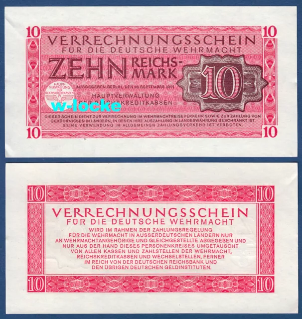 WEHRMACHT 10 Reichsmark 15.9.1944  fast KASSENFRISCH / aUNC  Ro.513