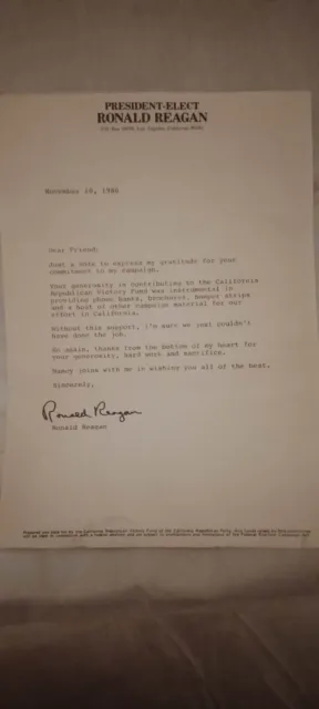 President Reagan Autograph