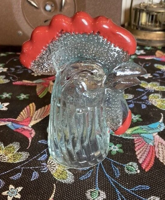 Antique Stopper Tête De Rooster France Glass Vintage Deco Kitchen Art La Table