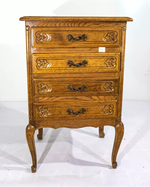 Stunning French Louis XV Style Chest of 4 Drawers Carved Oak - (NWB49)