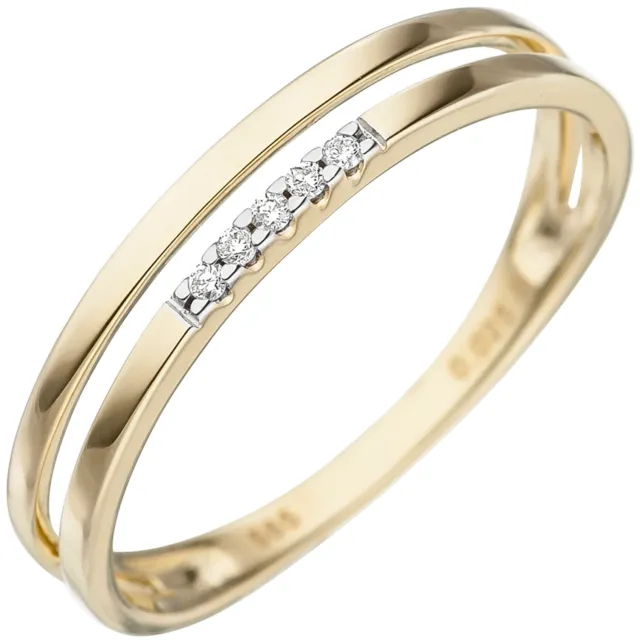 GOLDENER RING AU - Goldring 17mm 585 Mandarin-Citrin $396.34 Brillant Gold PicClick Amethyst Diamant