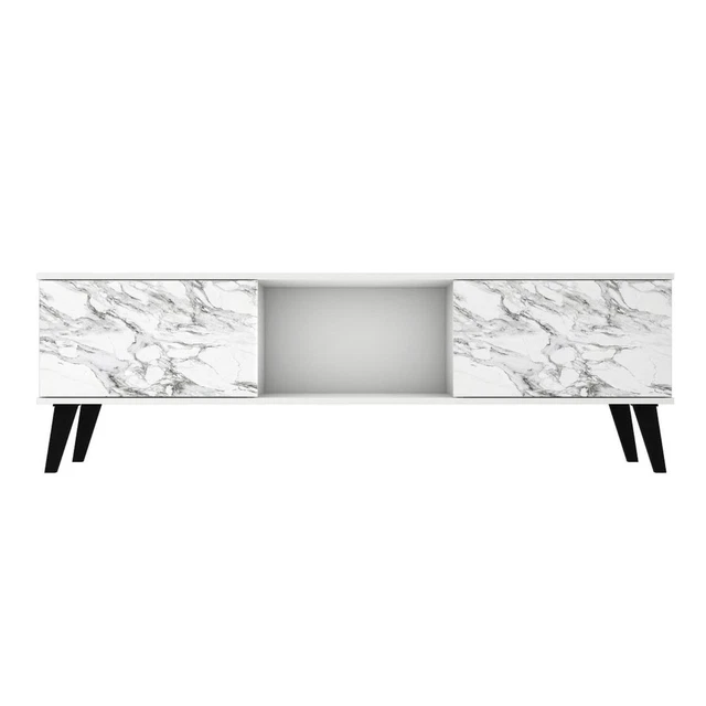 Manhattan Comfort Doyers TV Stand With White And Marble Stamp Finish 175AMC208