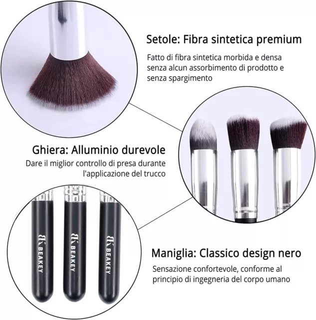 Kit Make Up 10 Pennelli e 2 Spugne da Viso Set per il Trucco Idea Regalo Donna 2