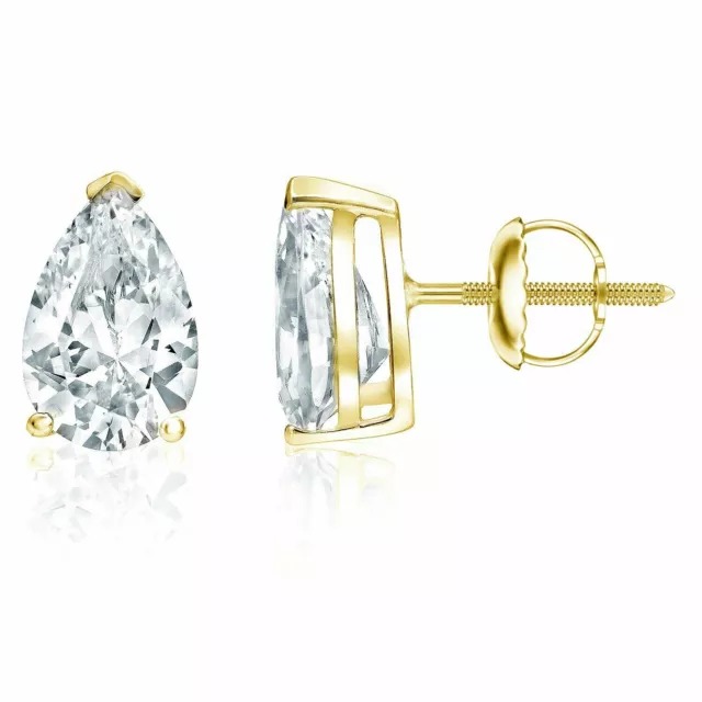 1Ct Pear Cut Moissanite Trendy Solitaire Stud Earrings Yellow Gold Plated