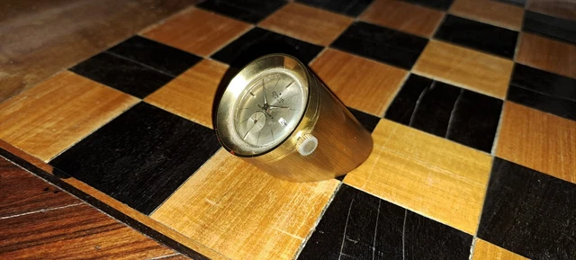Orologio da tavolo in ottone, swiss made, marca Grein, anni '60 2
