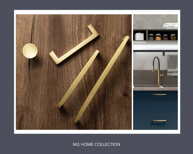 Brushed Brass Copper Cabinet Handles Kitchen Drawer Knob Cupboard Pull