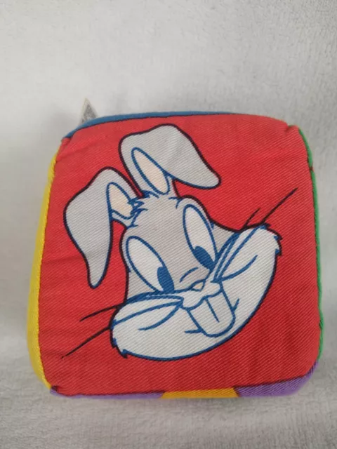 RARE 90's WARNER BROS Studio Store Bugs Bunny & Porky Pig Squashy Cube Soft Toy