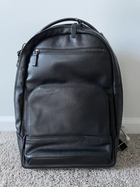 NEW!! $725 Tumi Harrison Warren Leather Laptop Backpack Black
