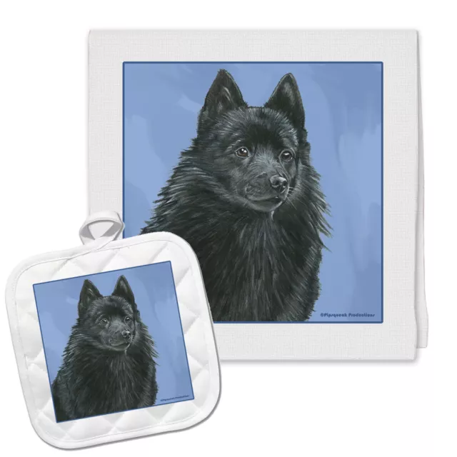 Schipperke Kitchen Dish Towel and Pot Holder Gift Set