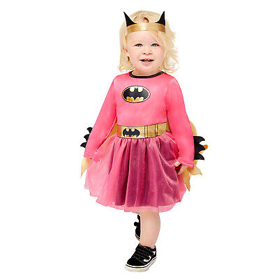Childs Pink Batgirl Fancy Dress DC Comic Costume Book Week Superhero Kids Girls