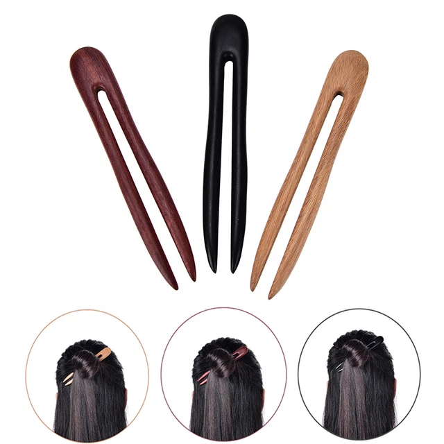 Handmade Carved Ebony Wooden Hair Pin Stick Original Retro Women Lady New FBN-qy