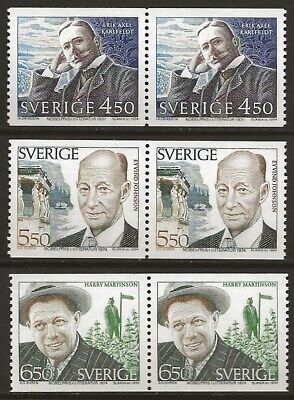 Sweden 1994 Nobel Laureates Coil PAIRS Set Scott #2102-04 VF-NH CV $13.80