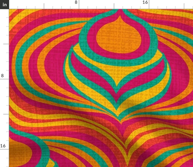 70S Art Flower Ogee Vintage Retro Psychedelic Spoonflower Fabric by the Yard