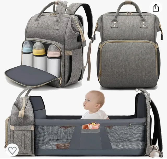 Foldbale Diaper Bag 3in1 Baby Bed Portable Bassinet Crib Backpack Travel/Sleep