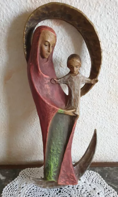 N2491 Wandbild Heilige Maria mit Jesus Kind Madonna Relief wie geschnitzt religi