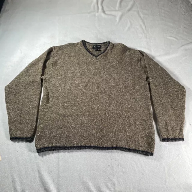 Vintage Eddie Bauer Sweater Mens Large Brown Knit Sweatshirt Wool Pullover Crew