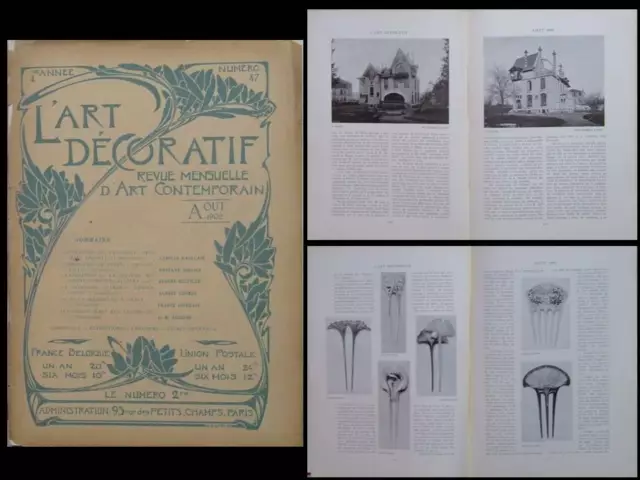 L'ART DECORATIF AOUT 1902 VILLA MAJORELLE NANCY, MARY CASSATT, RELIURE, Prouvé