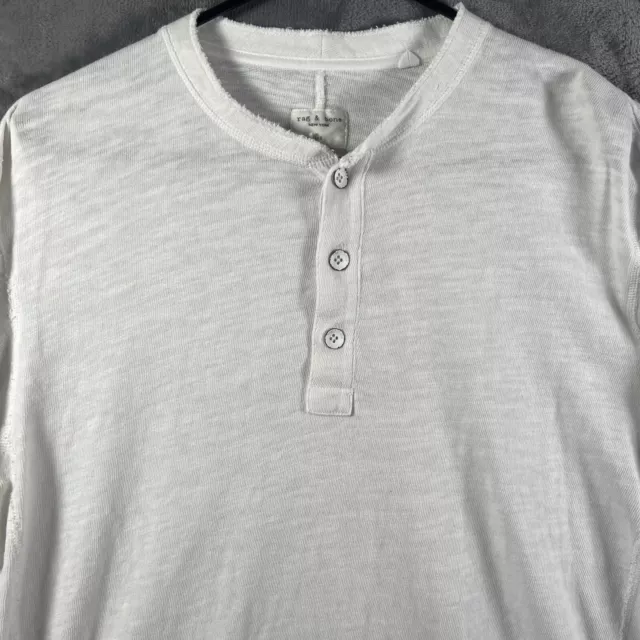 Rag & Bone Henley T-shirt Mens Size Large White Long Sleeve Cotton