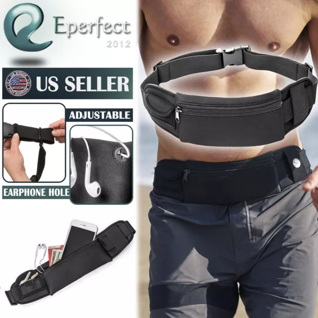 Waterproof Fitness Sport Running Waist Bum Bag Jogging Belt Pouch Zip Fanny Pack