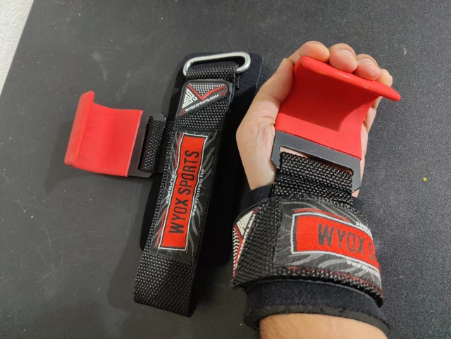 Weight Lifting Hooks Non-Slip Grips Neoprene Wrist Support Padding RubberCoating