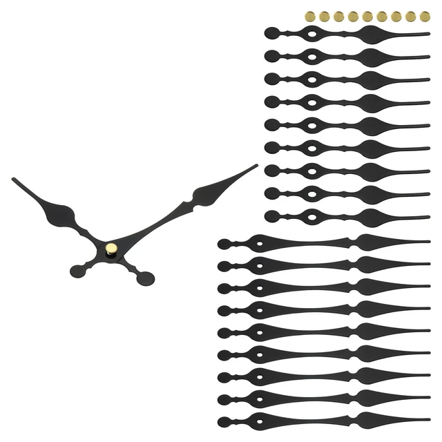 Clock Hands Kit, 10 Set Clock Hands Kits Clock Mechanism Aluminum, Black, A25