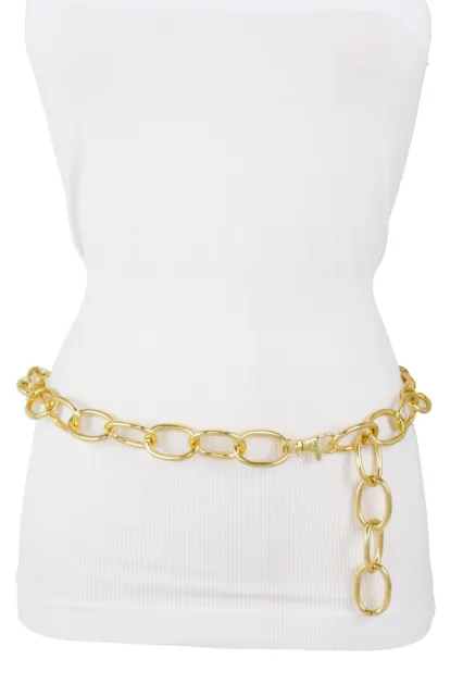 Women Gold Metal Chain Links Skinny Waistband Fashion Dressy Sexy Belt  XL XXL