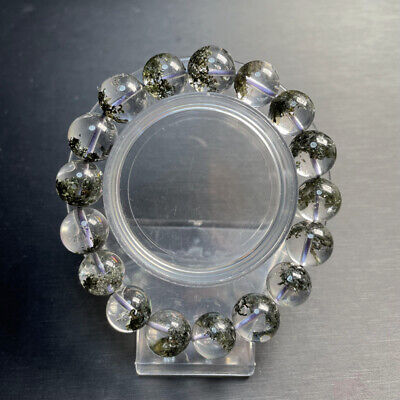 12mm TOP Natural Clear Green Phantom Ghost Garden Quartz Crystal Beads Bracelet