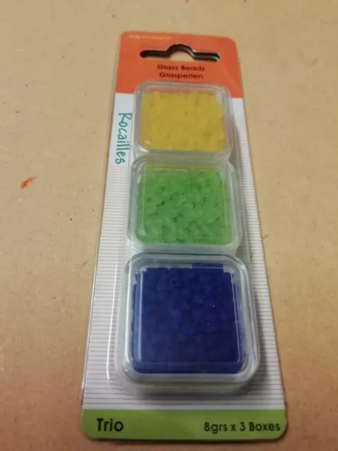 perles de verre rocailles 8/0 couleur jaune /verte /bleu nuit
