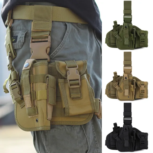 Tactical Adjustable Pistol/Gun Drop Leg Thigh Holster Magazine Pouch Right Hand