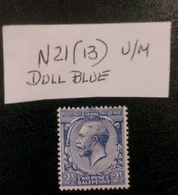 GB GEORGE V 21/2d SPEC. N21(13) DULL BLUE FINE VERY LIGHTLY MOUNTED MINT.