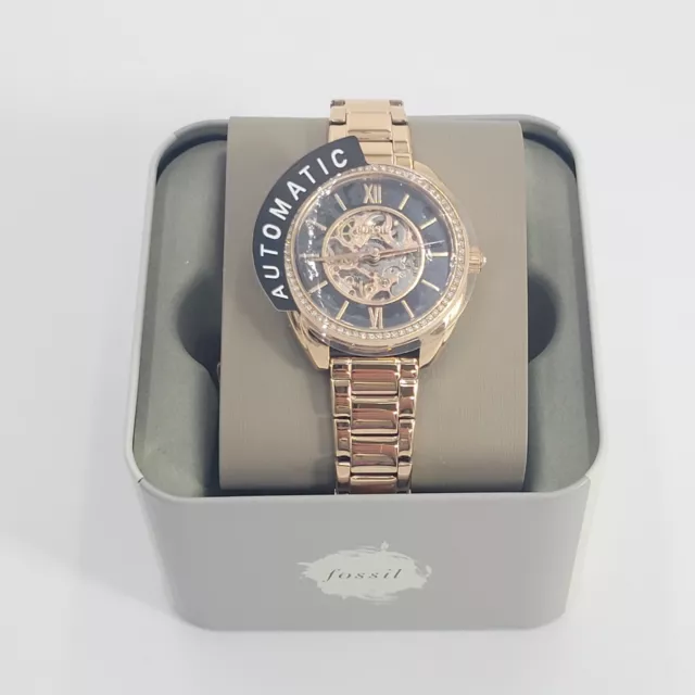 Fossil Bq3728 Vale Automatic Rose Gold Tone Stainless Steel Womens Watch