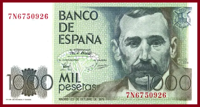 España - 1000 Pesetas 1979 - Benito Perez Galdos - Serie 7N - Ebc++ - Original.