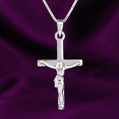 Classique Croix Crucifix Pendentif En Solide 925 Argent Sterling - Neuf