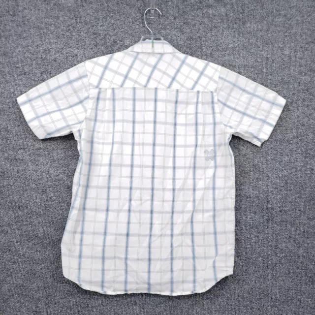 Quiksilver Shirt Boys M Medium Casual Button-Up White Plaid Short Sleeves Top 2