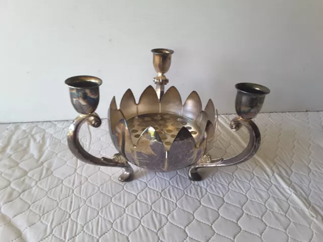 Silver Plate Epns Candelabra Candle Holder Float Bowl Vase Centre Piece Flower