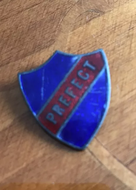 Blue And Red Prefect Enamel Vintage Badge . Collectible