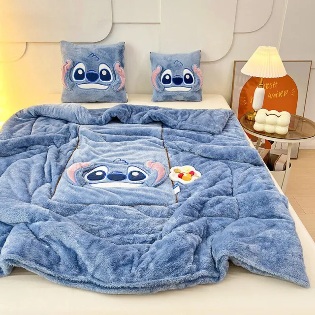 Stitch 2 in 1 blanket pillow - soft throw winter blanket, lilo and stitch gift