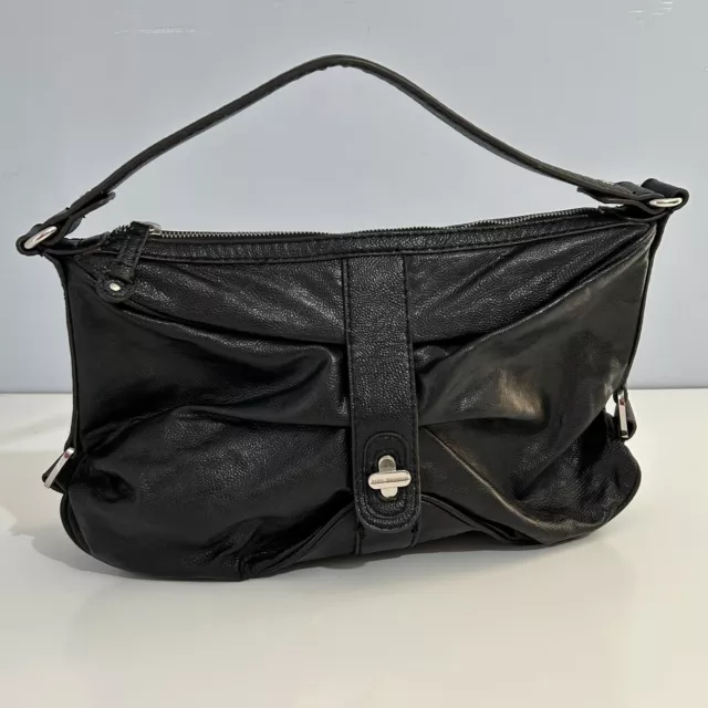 Dana Buchman Womens Black Handbag Purse Silver hardware bag in EUC On Trend