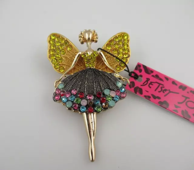 Betsey Johnson Rhinestone Ballerina Brooch, Pin, Pendant