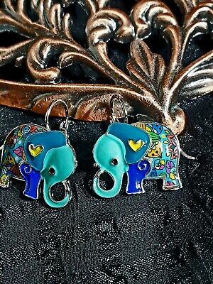 Elephant Earrings - Handpainted Enamel - Various Colors