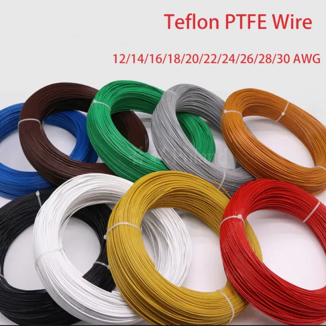 PTFE Cable Wire Flexible Tinned Copper Stranded 12 14 16 18 20 22 24 26 28 30AWG