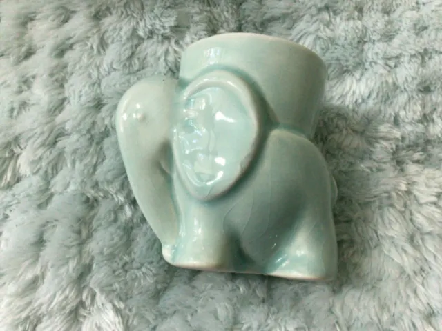 Vintage Duck Egg Blue Ceramic/Pottery Elephant Egg Cup