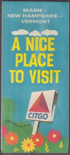 Citgo Gasoline Road Map Maine New Hampshire Vermont 1968